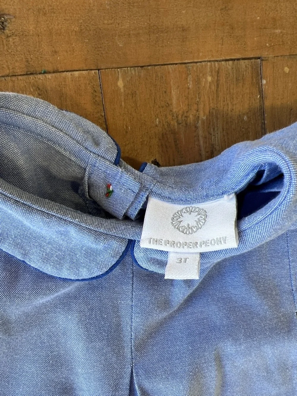 The proper peony chambray colorblock duck embroidered dress girls 3T